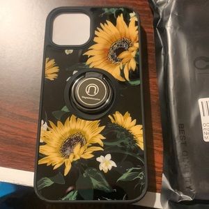 NWT Sunflower phone case plus screen protector and finger holder for iPhone 13